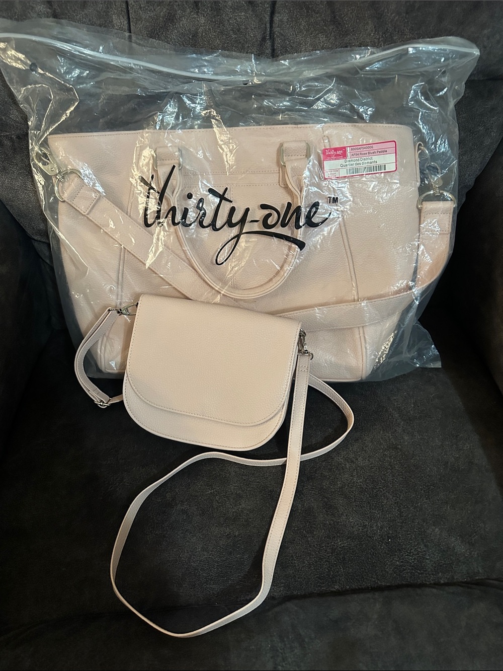 thirty-one Light Blush Tote with Matching Crossbody Diamond District